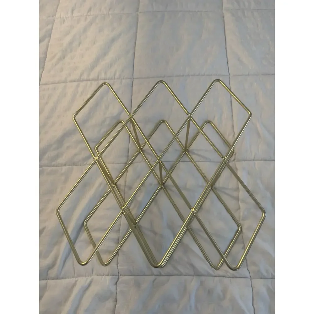 Gold Metal Wine Rack Geometric Diamond Shape Modern Contemporary 10 bottle